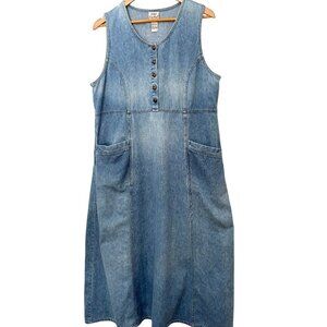 KORET Vintage Denim Maxi Dress Modest Style Size Large Nicely Faded Medium Wash